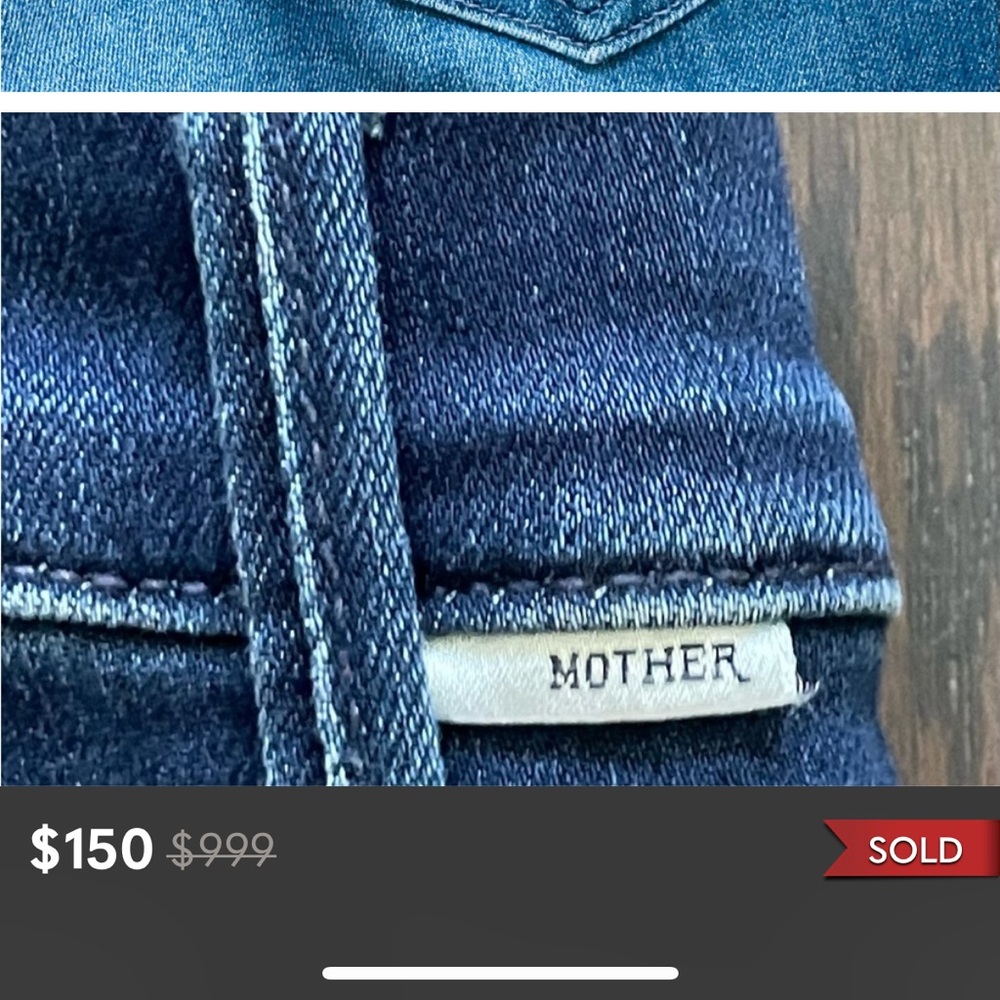 MOTHER The Hustler Sidewinder High Rise Jeans in Tongue In Chic Size 28 - Picture 10 of 10